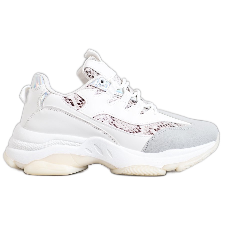 SHELOVET Plateau-Sneaker mit Schlangenprint weiß