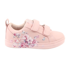American Club Sneakers mit Klettverschluss Blumen ES11 rot lila blau rosa