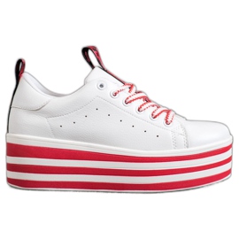 SHELOVET Sneakers auf einer gestreiften Plattform weiß rot