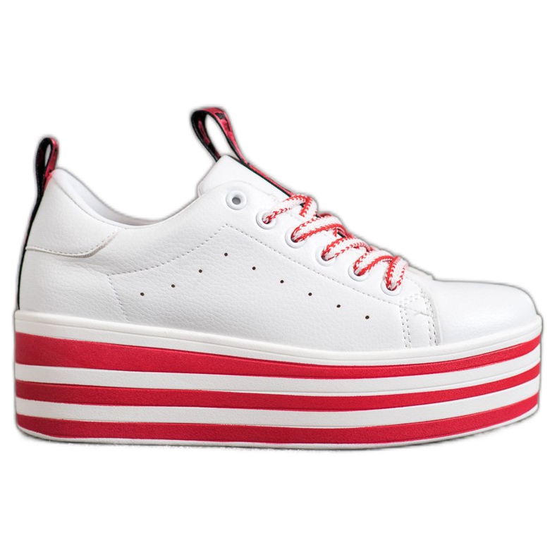 SHELOVET Sneakers auf einer gestreiften Plattform weiß rot