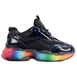 Weide Sneakers mit bunter Sohle schwarz mehrfarbig