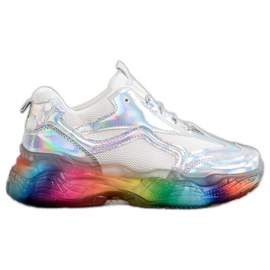 Weide Sneakers mit bunter Sohle grau mehrfarbig