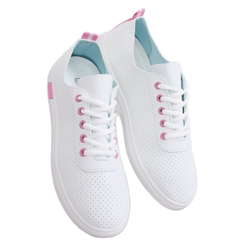 Sneakers zum Schnüren in Weiß und Rosa BB77 Fushia