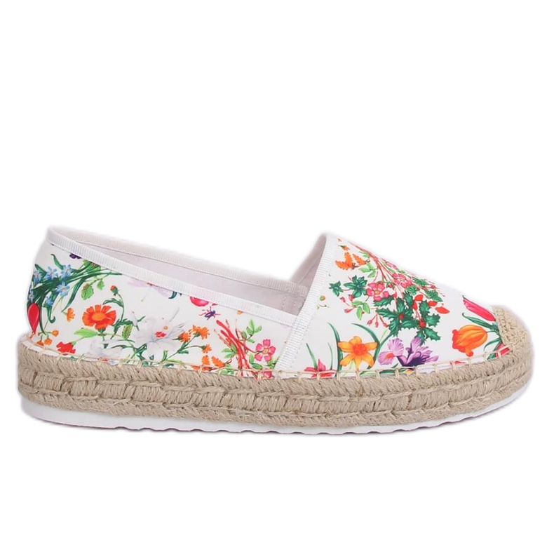 Damen Espadrilles mit Blumenmuster JH91P Weiß mehrfarbig