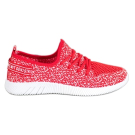 SHELOVET Durchbrochene Textil-Sneakers weiß rot