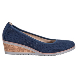 Marineblaue Ballerinas auf dem VINCEZA Wedge
