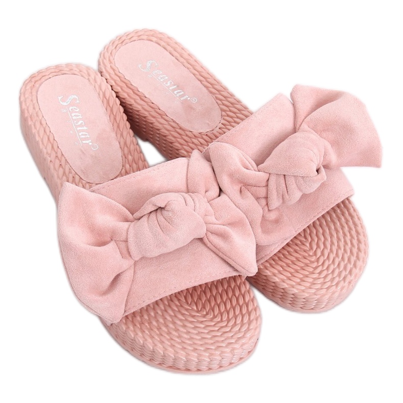 Rosa Hausschuhe für Damen mit Schleife YQ225P Pink