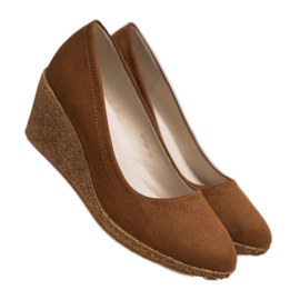 Goodin Klassische Ballerina mit Keilabsatz braun
