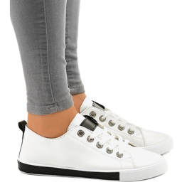 1016 weiße klassische Turnschuhe schwarz