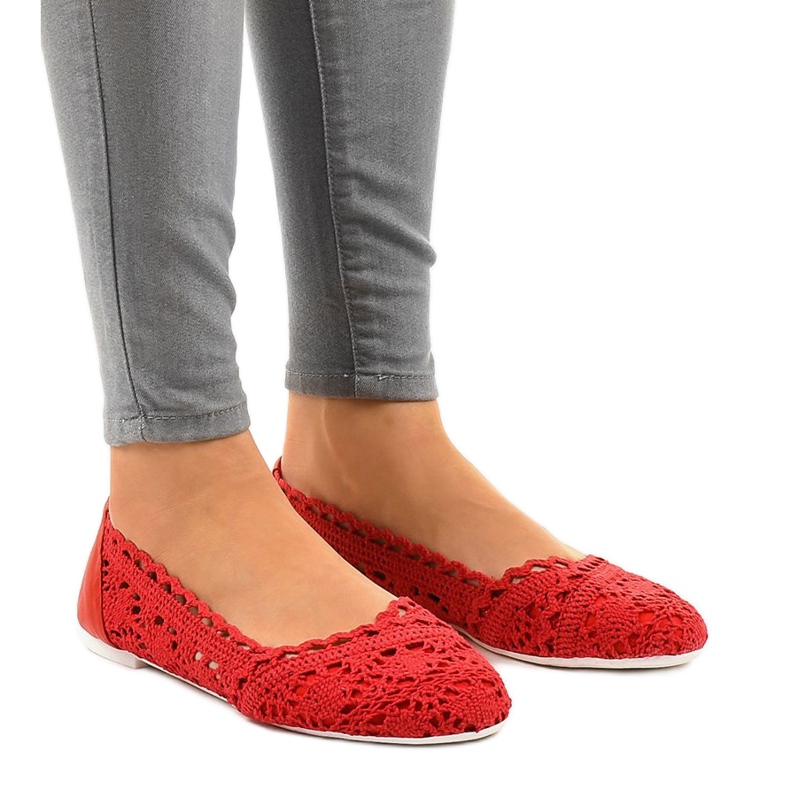 Rote durchbrochene Ballerinas 4701