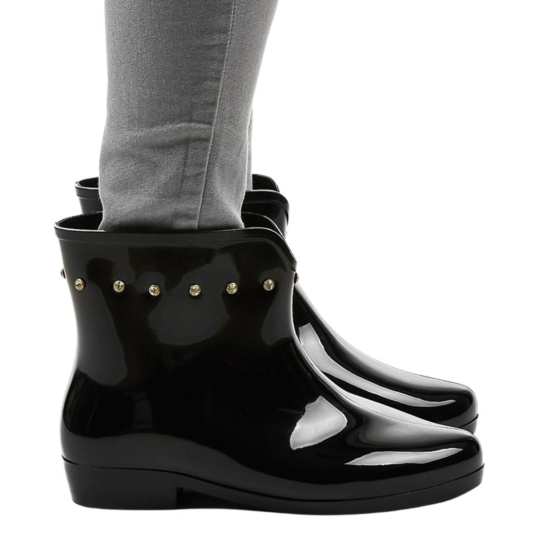 Schwarze kurze Galoschen mit Zirkonia SD97E-1