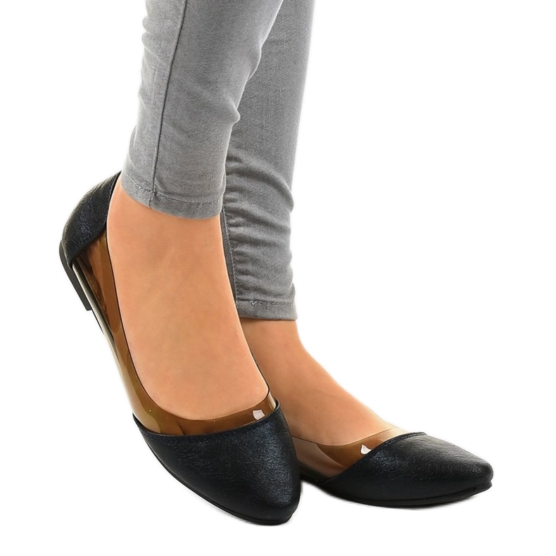 Schwarze transparente Ballerinas B01-1A