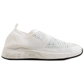 SHELOVET Slipper mit Kristallen weiß