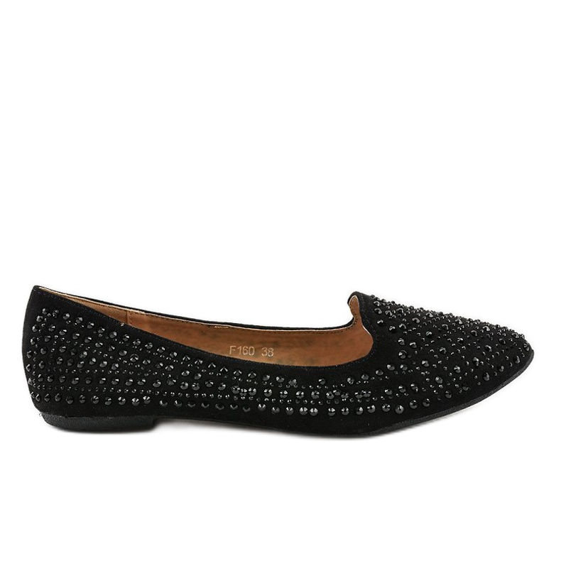 Schwarze Ballerina-Mokassins verziert mit F160