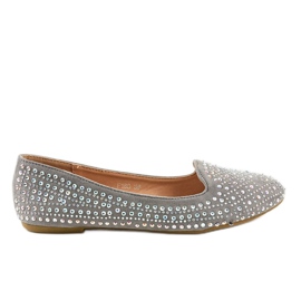 Graue Ballerina-Loafer verziert mit F160