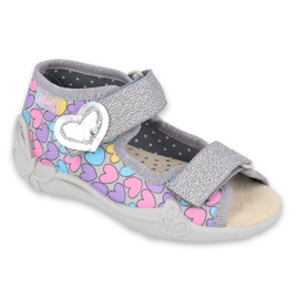 Befado gelbe Kinderschuhe 342P013 lila rosa grau