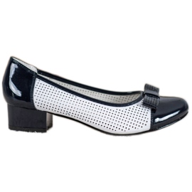 Goodin Durchbrochene Pumps mit Schleife weiß blau