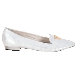 Goodin Glänzende silberne Ballerinas grau