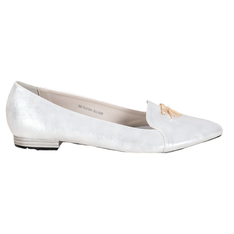 Goodin Glänzende silberne Ballerinas grau