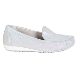 Goodin Silberne Mokassins mit Glitzer grau