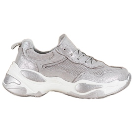 Goodin Leder Turnschuhe silber- grau