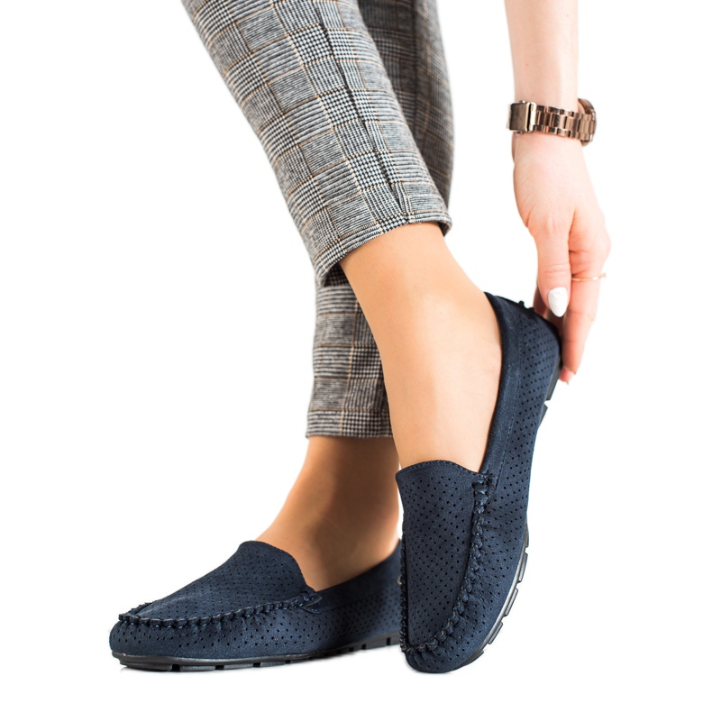 Goodin Durchbrochene Loafer mit Wildleder blau