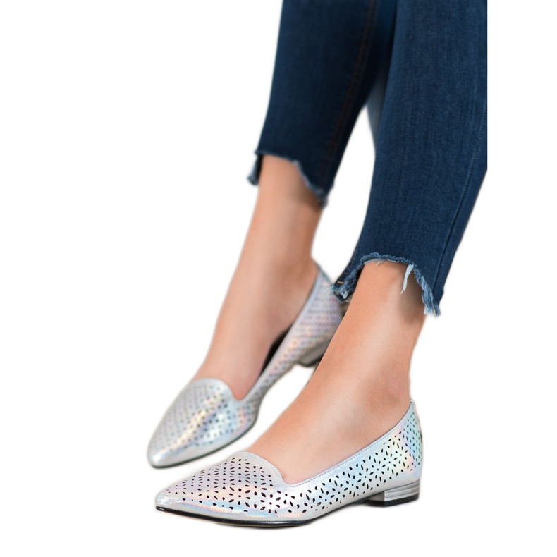 Goodin Ballerinas mit Holo-Effekt grau