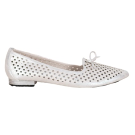 Goodin Elegante durchbrochene Ballerinas grau