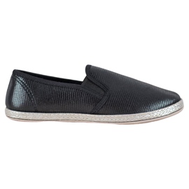 SHELOVET Glänzende Slip-On-Schuhe schwarz