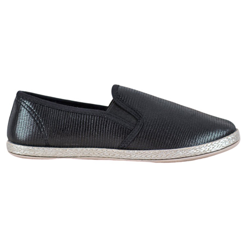 SHELOVET Glänzende Slip-On-Schuhe schwarz
