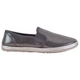 SHELOVET Glänzende Slip-On-Schuhe grau
