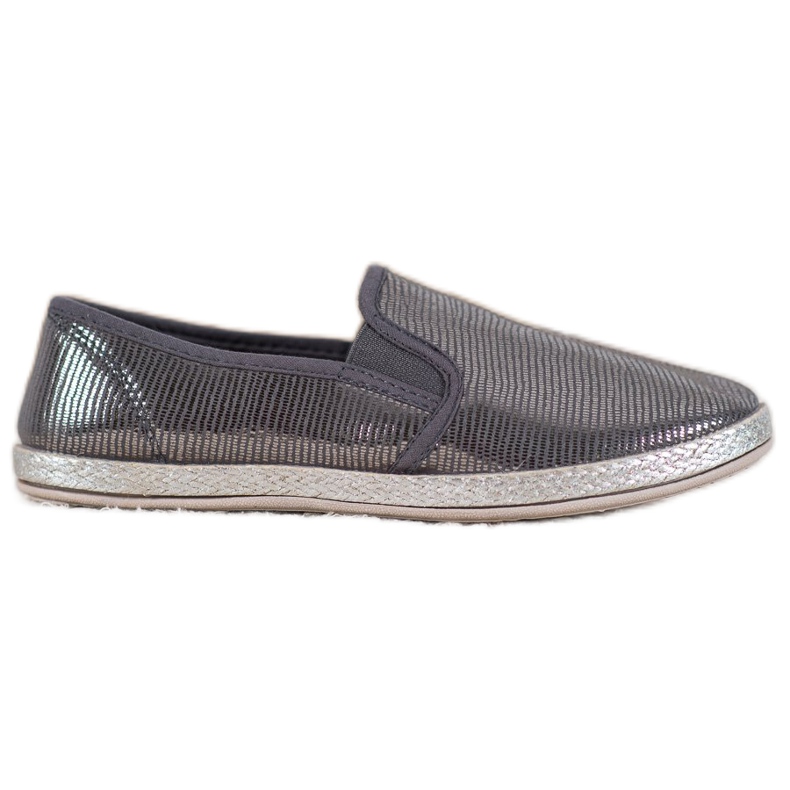 SHELOVET Glänzende Slip-On-Schuhe grau