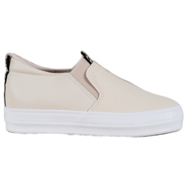 Bona Cremefarbene Slip-On-Schuhe braun