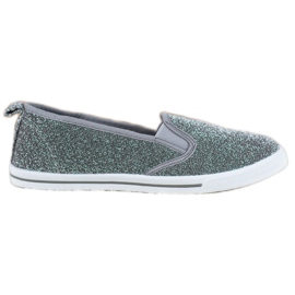 SHELOVET Slipper mit Glitzer grau