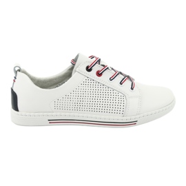 Lederschuhe Turnschuhe FILIPPO DP008 weiß marineblau