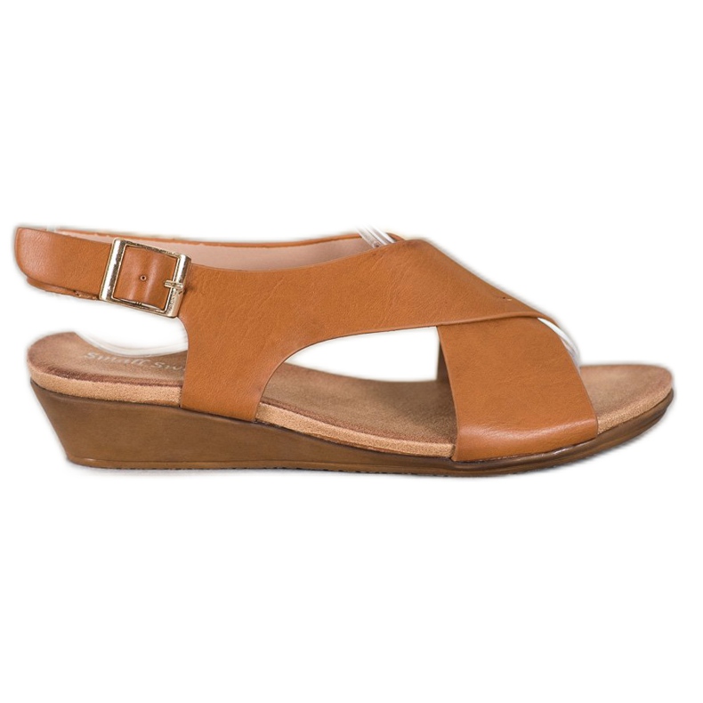 Small Swan Bequeme Sandalen in Camel braun