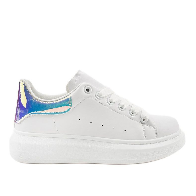 Weiße Turnschuhe auf einer dicken Sohle 650-3 blau