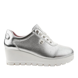 Silberne modische Keilsneaker JFL662-2 grau