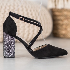 Goodin Modische Pumps auf einer Säule weiß schwarz