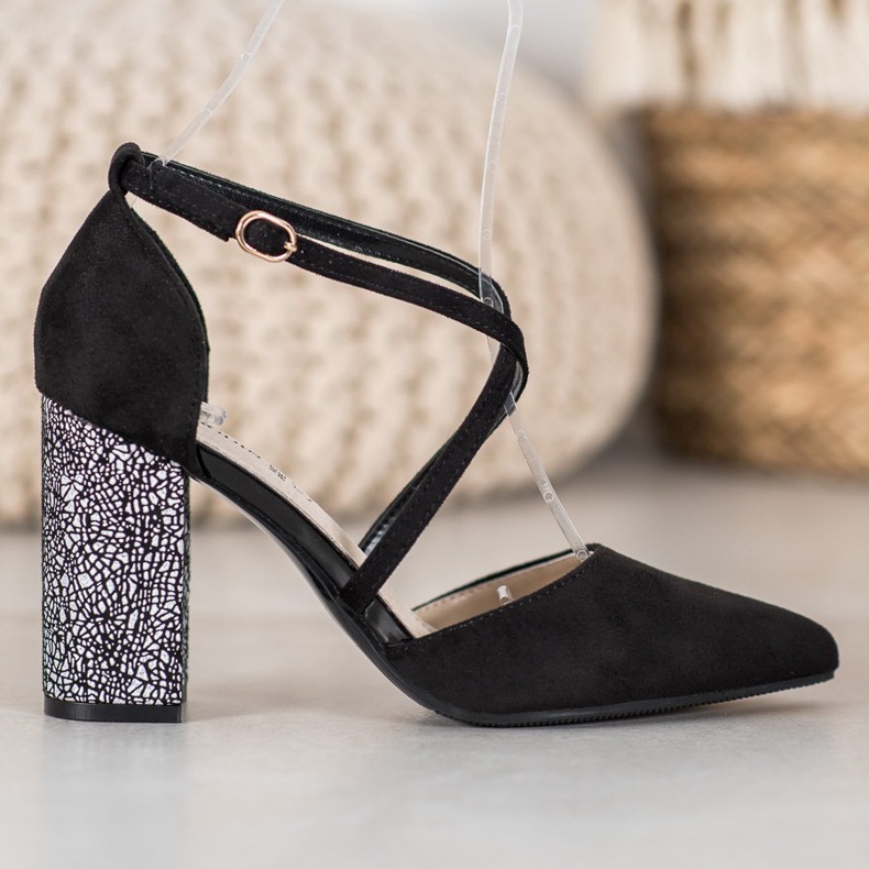 Goodin Modische Pumps auf einer Säule weiß schwarz