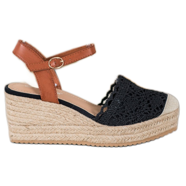 Small Swan Keil-Espadrilles braun schwarz
