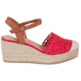 Small Swan Keil-Espadrilles braun rot