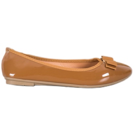 Fama Lackierte Ballerinas mit Schleife braun