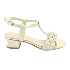 Gamis Frauen Ledersandalen Beige/Gold 3936