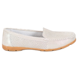 Loafer aus Leder mit VINCEZA-Glitzer beige golden