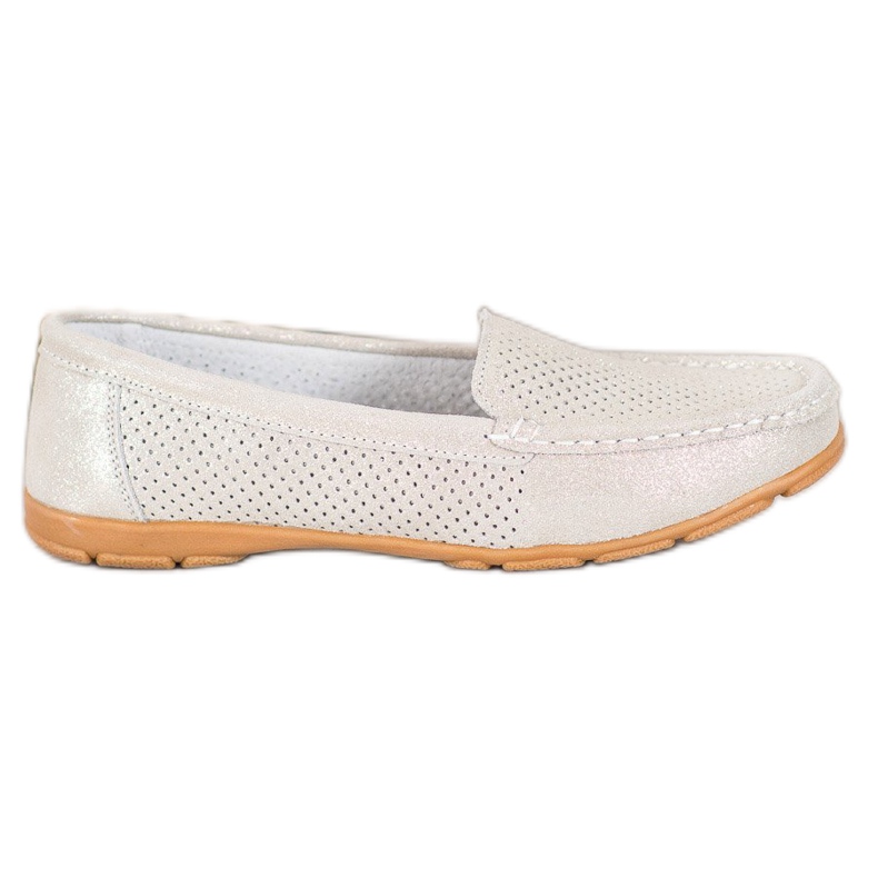 Loafer aus Leder mit VINCEZA-Glitzer beige golden