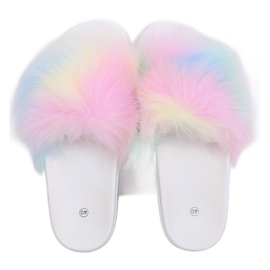 Flip-Flops mit Regenbogenpelz CK153P ​​​​Weiß mehrfarbig