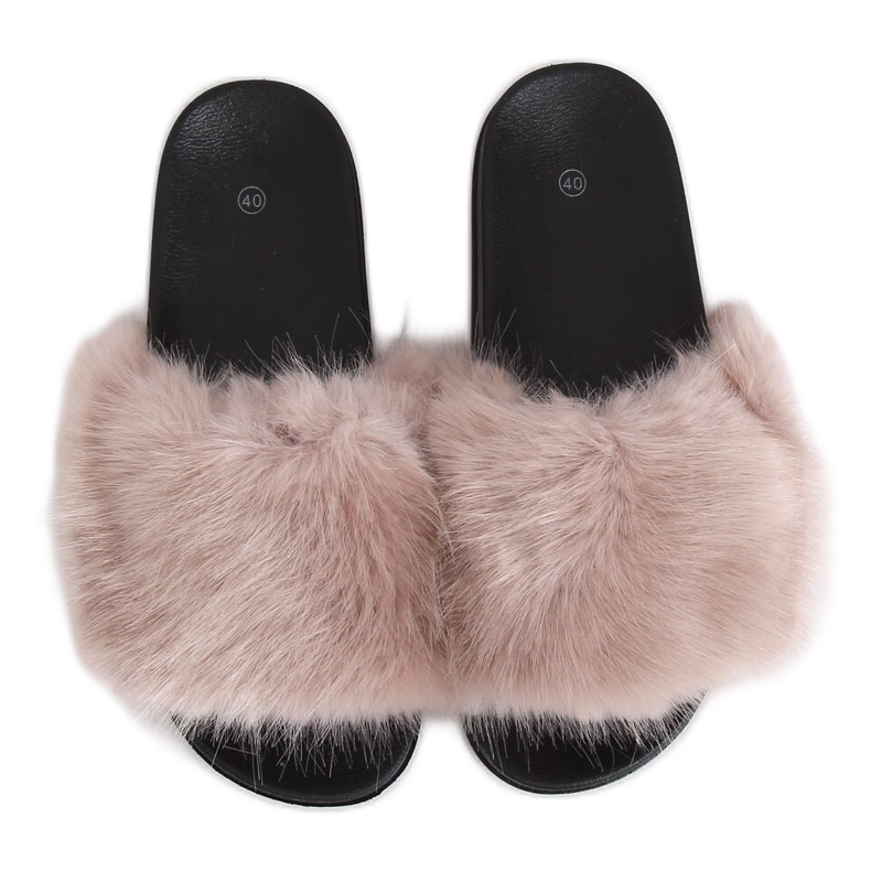 Beige Hausschuhe mit Fell CK107P Beige