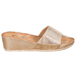 SHELOVET Stylische Keilpantoffeln gelb