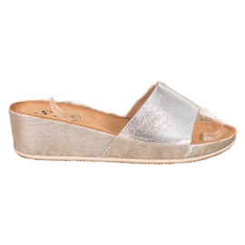 SHELOVET Stylische Keilpantoffeln grau